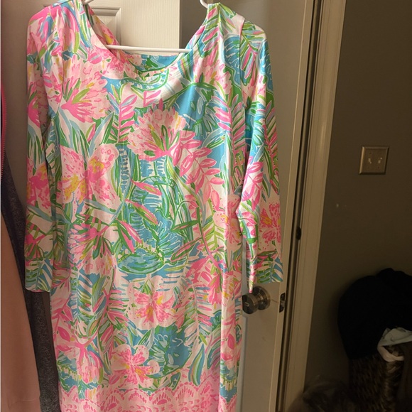 Lilly Pulitzer Dresses & Skirts - Lilly Pulitzer Long Sleeve Floral Dress - Pink, Green, Blue